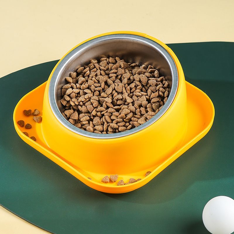 不锈钢猫狗双碗食碗盆防打翻宠物食喝饭碗一体两用斜口防滑宠物碗