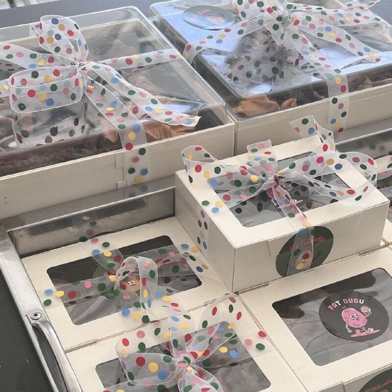 蛋糕烘焙彩色纱带礼物花束礼品绑绳子彩色波点包装丝带
