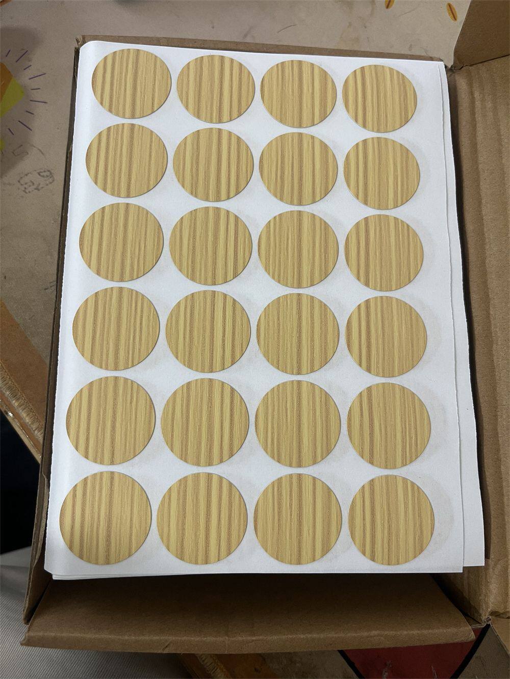 自由圆形木质贴纸环保自粘孔洞遮盖环美贴家具防尘遮丑贴孔盖贴