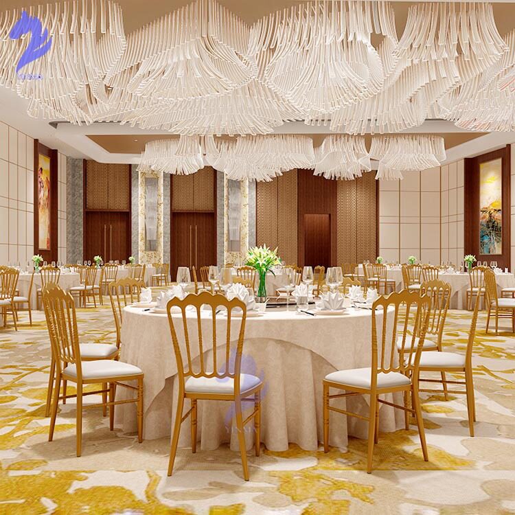 婚庆竹节椅酒店宴会铁椅金色古堡椅婚礼户外草坪可叠凳子婚庆椅子