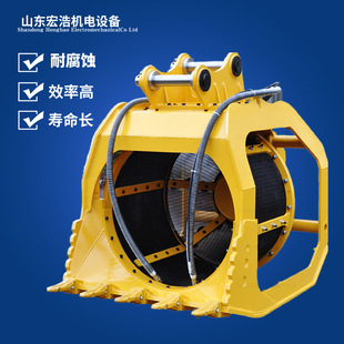 双轴液压滚筒细沙网斗 工程挖机旋转粉碎笼厂家