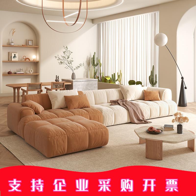 奶油风沙发科技布客厅小户型家用现代简约豆腐块网红布艺沙发极简