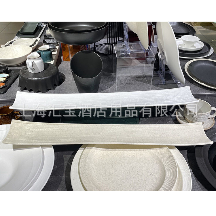 26寸陶瓷寿司长碟石纹陶瓷甜品盘子蛋糕盘点心盘西餐盘长条盘