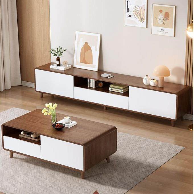 实木茶几电视柜组合客厅家用小户型经济型原木风2026年新款茶几桌