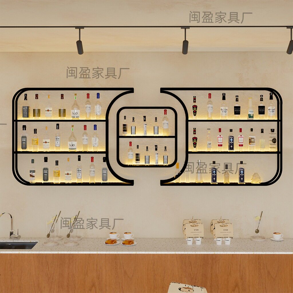 轻奢铁艺发光壁挂红酒架