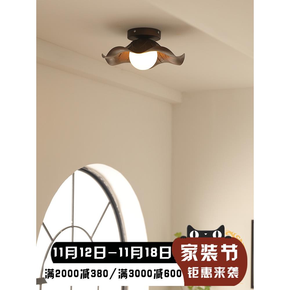 DZ法式玄关过道灯中古花朵阳台吸顶灯美式复古2024新款走廊灯