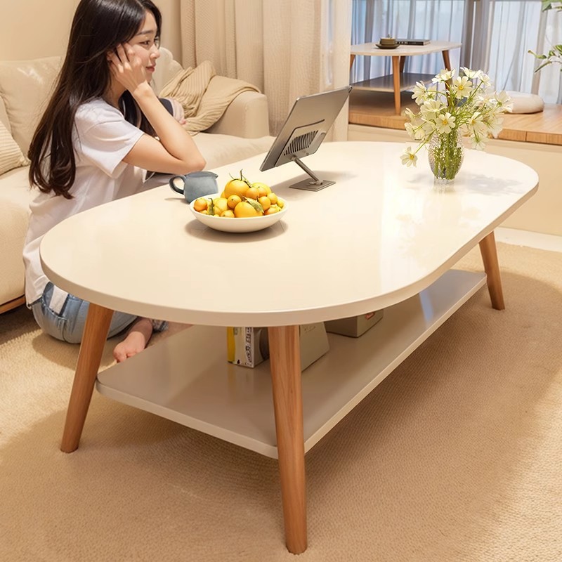 椭圆形茶几小户型客厅家用小桌子沙发卧室简约现代坐地矮桌小茶桌