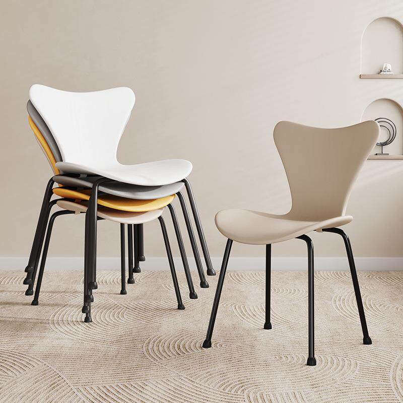 塑料椅子可叠放简约铁艺休闲餐椅家用感商用吃饭餐桌凳子靠y^