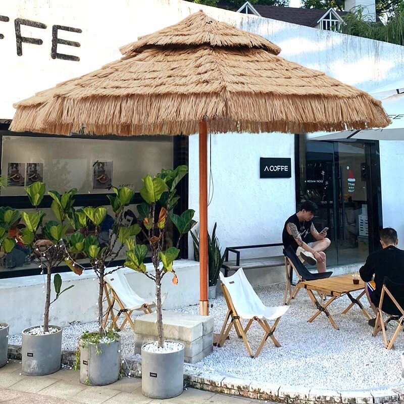 户外遮阳伞大太阳伞沙滩伞网红稻草伞茅草伞景区伞雨伞庭院伞