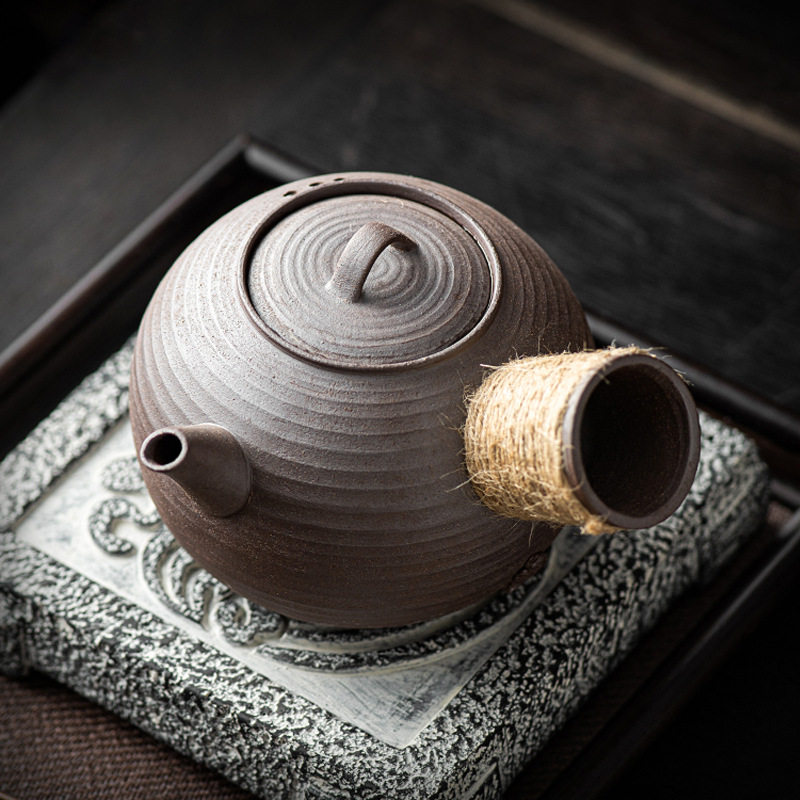 陶泥手工侧把壶围炉煮茶壶罐罐茶家用日式烤茶炭火炉户外露营装备