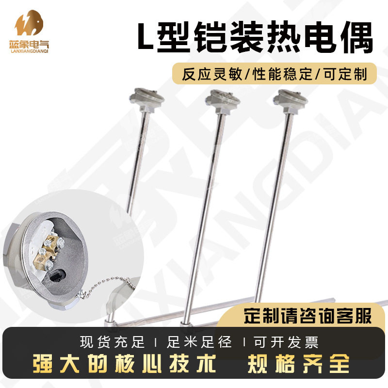 L型铠装热电偶/热电阻直销防水防腐蚀耐高温探头式热电偶铝液铜液