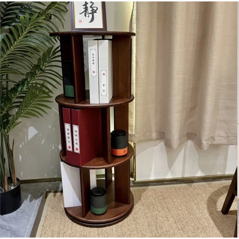 全实木书架360度旋转书柜落地置物架儿童家用客厅收纳网红小户型图片