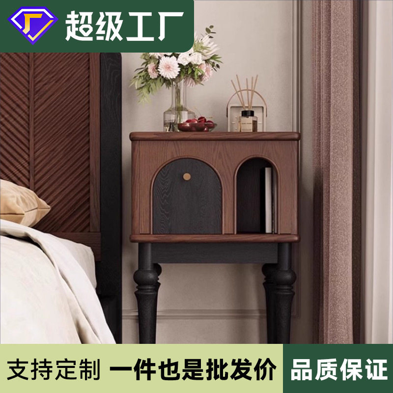 法式复古实木沙发边几客厅家用美式装饰柜小储物柜玄关角几床头柜