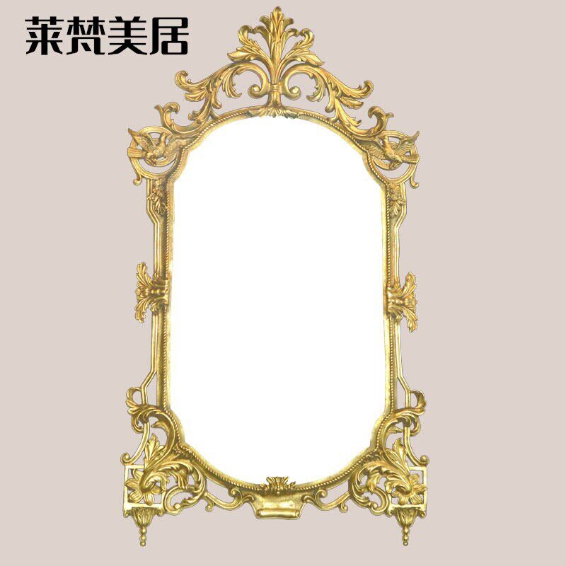 莱梵美居法式复古全铜全身镜欧式奢华雕花落地镜别墅装饰镜脱蜡奢
