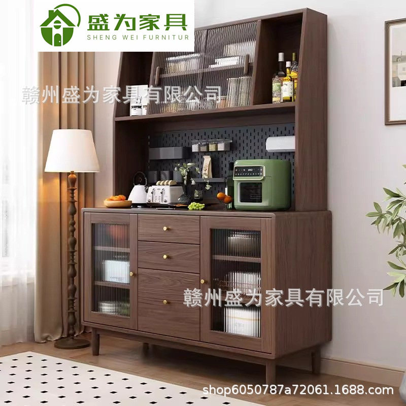 北欧实木餐边柜1.2米靠墙一体客厅置物柜 原木茶水柜厨房碗筷橱柜