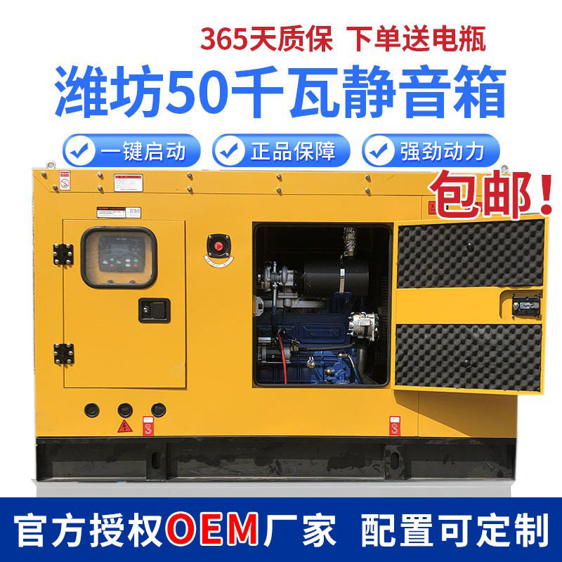 供应50kw千瓦低噪音柴油发电机组静音箱工业养殖厂备用电源
