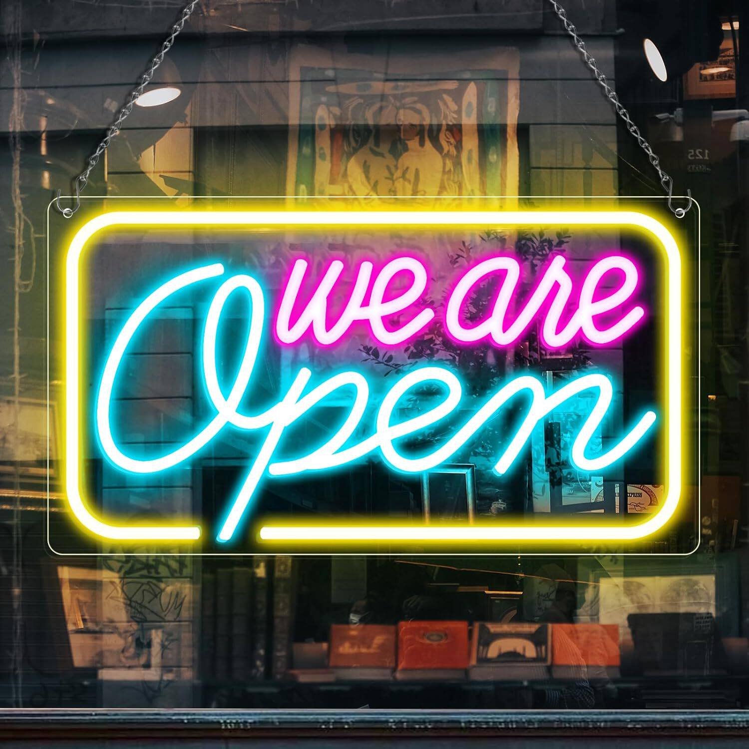 跨境open霓虹灯发光字营业中USB口亚克力LED酒吧造型霓虹灯牌工厂