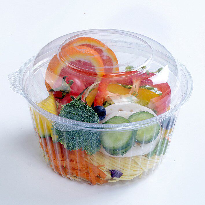 20oz一次性水果盒透明食品级塑料带盖打包盒水果店超市沙拉包装盒