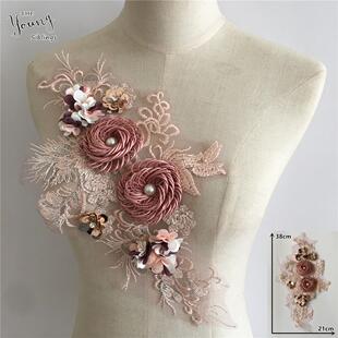 配件 .DIY装 饰百搭服装 衣领蕾丝花朵花边刺绣装 饰缝纫衣服辅料服装