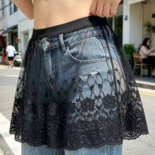 蕾丝屁帘女高腰百搭新款设计感半身显瘦蕾丝拼接屁帘