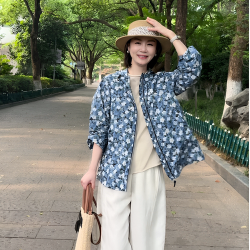 华人杰防晒外套女款数码印花夹克洋气夏季防紫外线UPF50+防晒衣