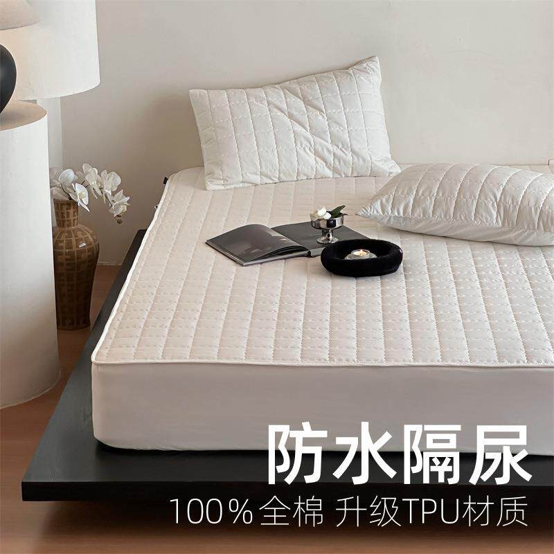 全棉夹棉绗缝防水隔尿床笠四季防尘席梦思床垫保护罩纯棉隔尿床罩