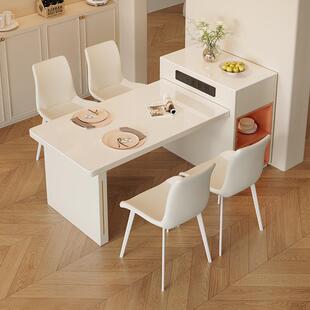 轻奢岩板岛台餐桌一体家用可伸缩倒台多功能饭桌小户型简约餐桌椅