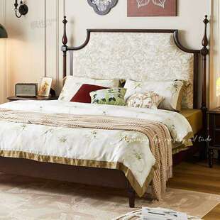 实木床美式复古主卧大床中古风法式双人床樱桃木婚床