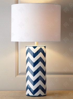 新中式陶瓷台灯卧室床头灯蓝色竹子现代简约个性679