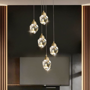 后现代别墅水晶吊灯复式 楼梯灯餐厅饭厅吧台玄关过道卧室床头灯具