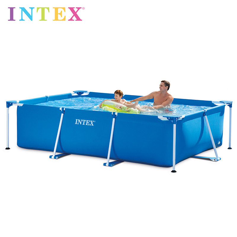 INTEX支架泳池 28270 管架游泳池儿童水池方形 鱼池220*150*60cm