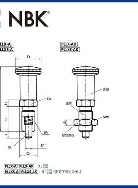 NBK PLLX 分度柱塞-长旋钮型 分度销 定位销 机械零配件厂家直供