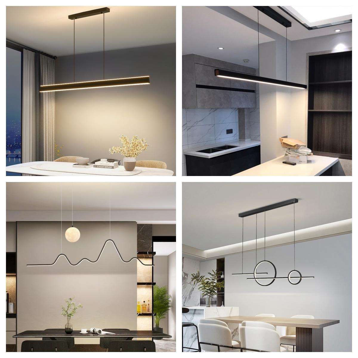 一字餐厅灯现代简约办公室长条灯上下发光餐桌灯吧台灯具餐厅吊灯