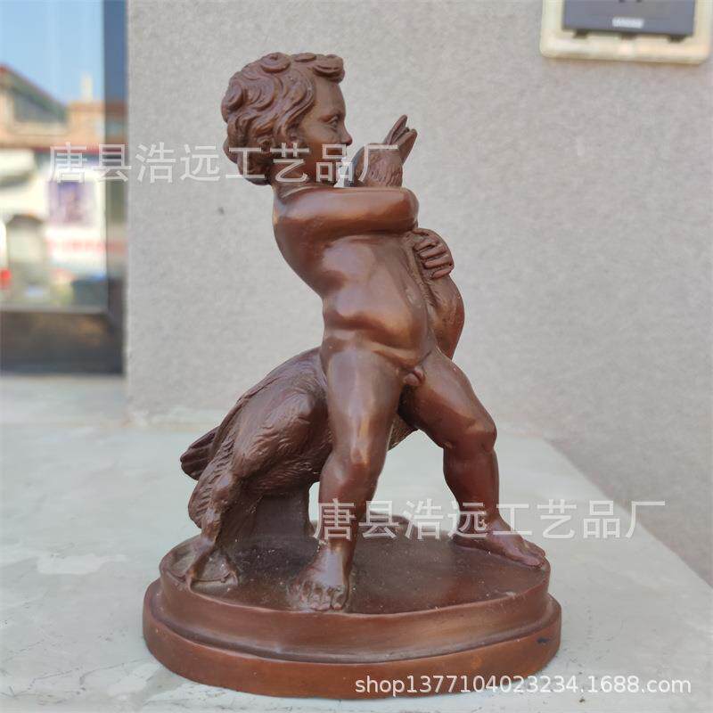 铸铜欧式小孩雕塑摆件 外国人弹琴铜雕摆件 铜人雕塑