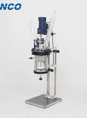 2L夹套玻璃反应釜 实验室双层玻璃反应釜 小型双层玻璃釜FC202