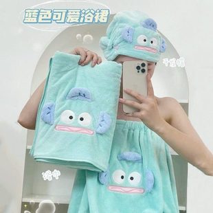 珊瑚绒洗澡巾可爱家用大号可毛巾浴巾女裹穿浴裙吸水速干可三件套