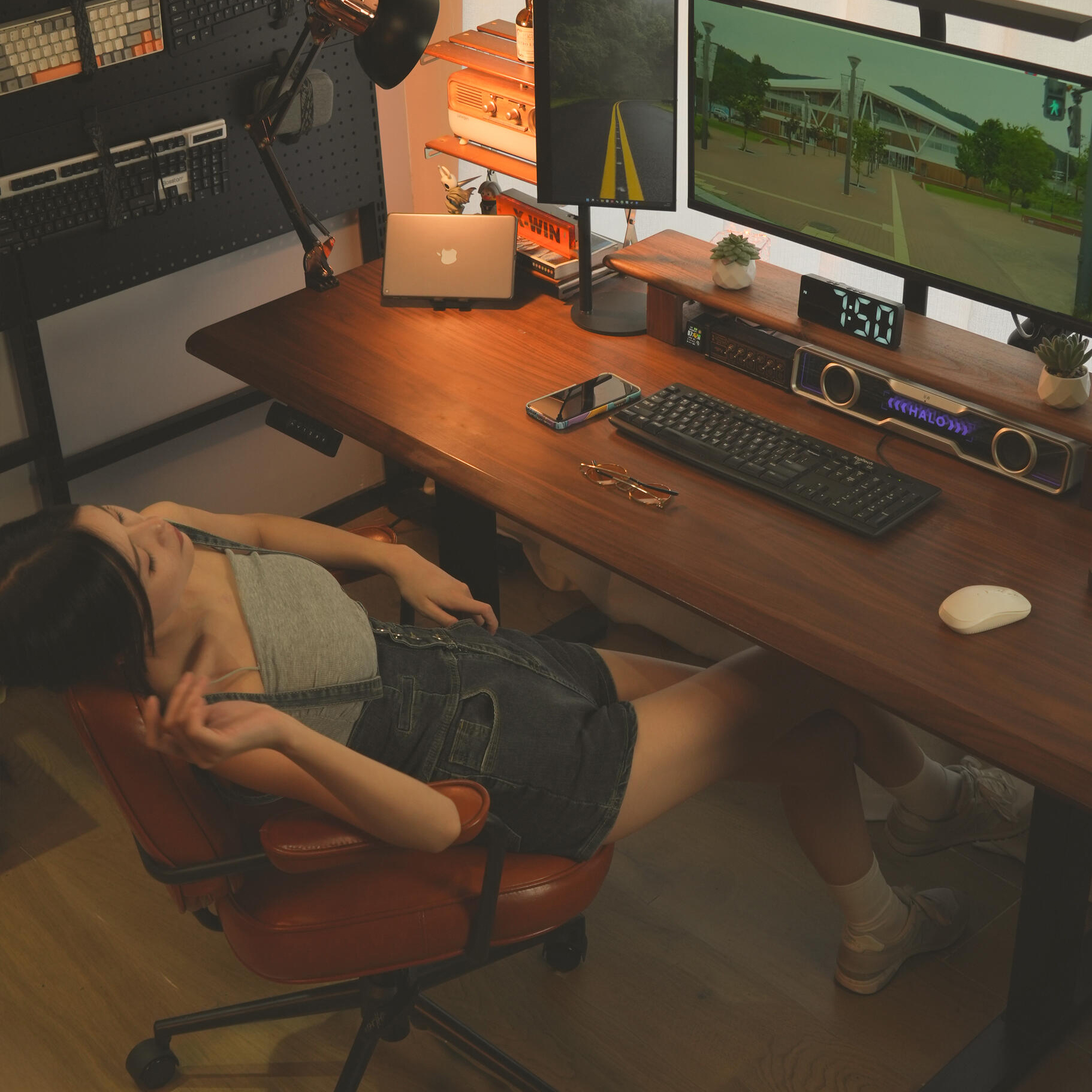 樱桃木实木电动升降桌电脑桌家用办公桌学习桌书桌智能台式电竞桌