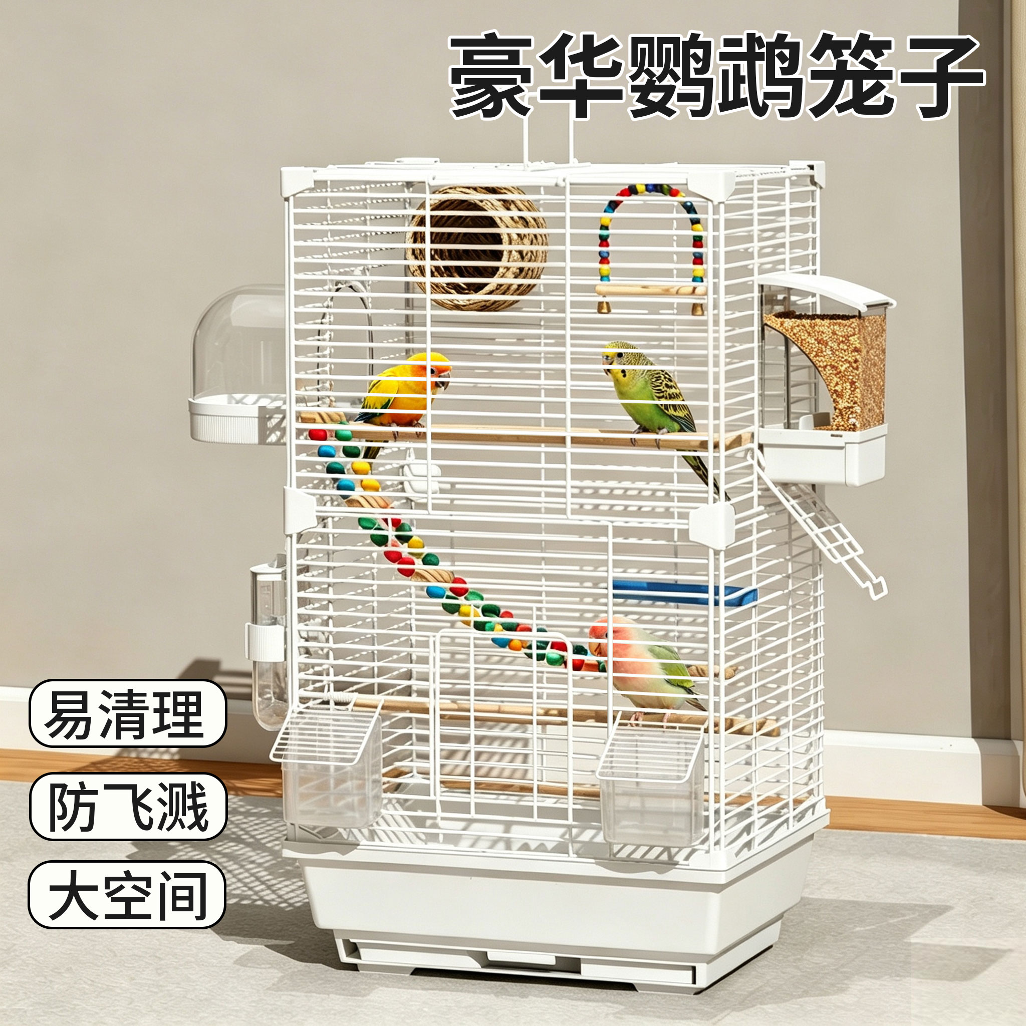 小太阳新型超大空间鹦鹉笼易清理