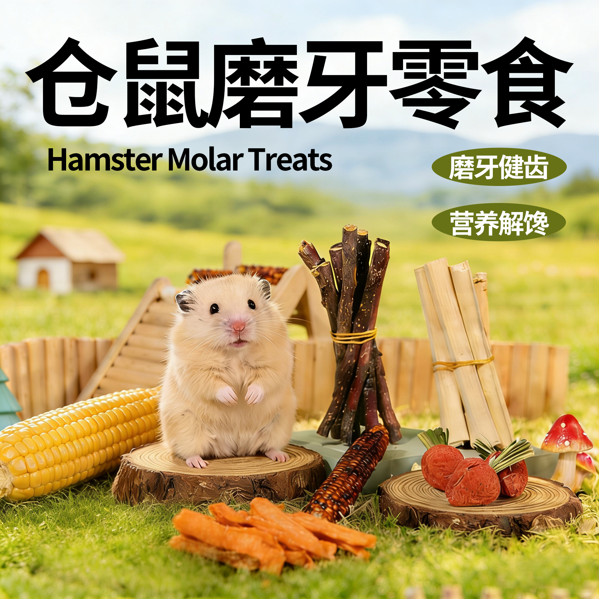 仓鼠磨牙解闷苹果枝玉米磨牙棒