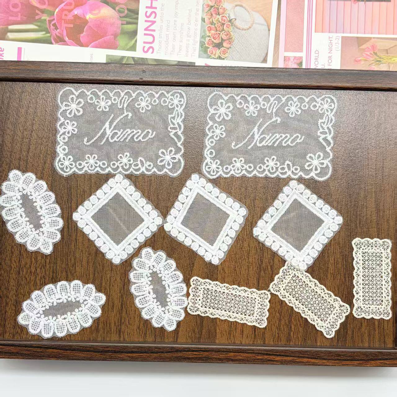 蝴蝶结字母蕾丝刺绣布贴DIY布艺成品装饰裙裤袜衣物服装配饰贴