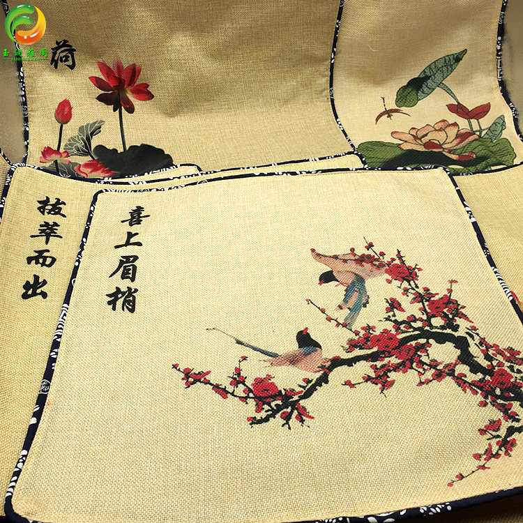 玉器展示布看货布 珠宝首饰麻布绣花 红黄两面亚麻拍照摄影背景布