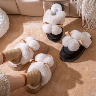厚底棉拖鞋女款冬季2024新款保暖加绒增高室内居家用外穿棉拖冬天