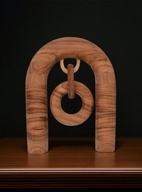 创意实木质镂空木雕摆件家居饰品客厅电视柜酒柜装饰品新中式礼物