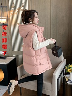 羽绒棉马甲女2021秋冬新款韩版坎肩外穿中长款背心百搭棉衣外套潮