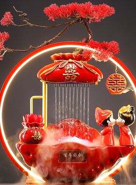 创意结婚礼物送新人闺蜜情人节礼品陶瓷J流水摆件T家居客厅婚房装