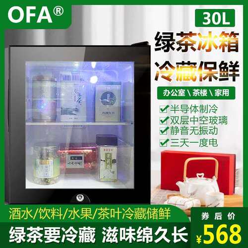 绿茶冷藏冰箱办公室家用小型冰吧茶叶保鲜存放绿茶恒温储藏柜带锁