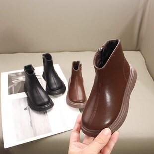 儿童皮靴女童靴子马丁q靴秋款女宝宝短靴男童小童冬季加绒童靴