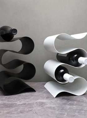 现代简约S形红酒架金属摆件 电视柜酒柜客厅餐厅装饰桌面创意摆放