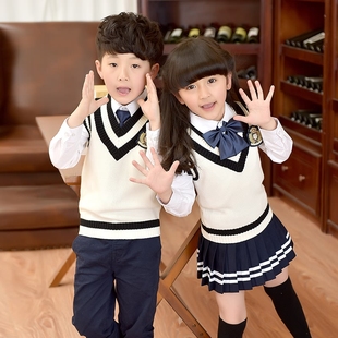 幼儿园园服春秋季英伦学院风校服男女H童装毛衣韩版套装小学生班