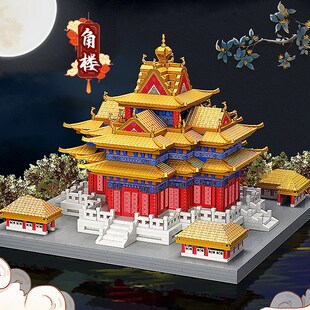 2024新款积木千年隼角楼榫卯建筑模型国潮成人高难W度男孩拼装玩